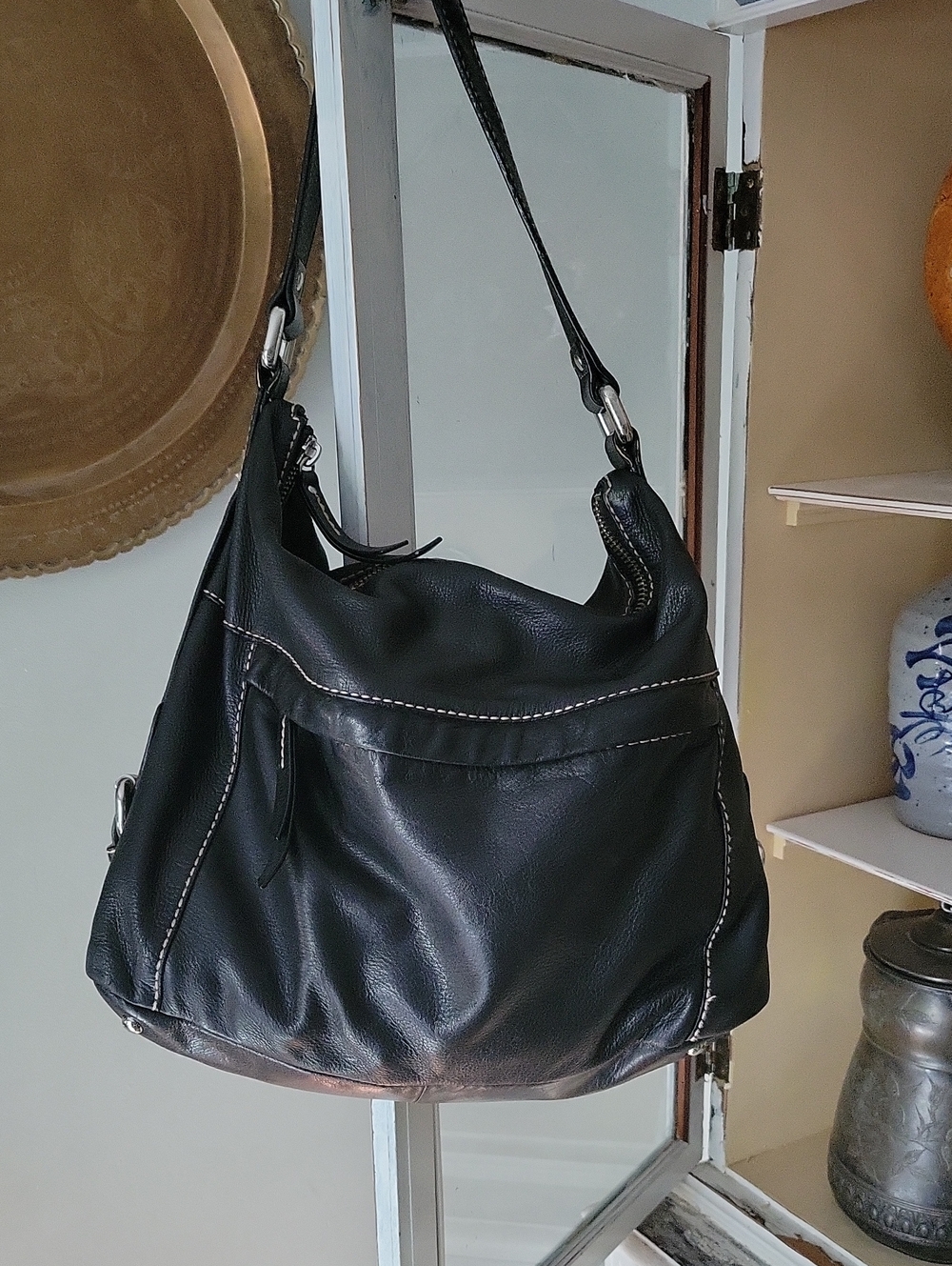 Fossil Black Leather Hobo Bag - Classic Womens Shoulder Tote